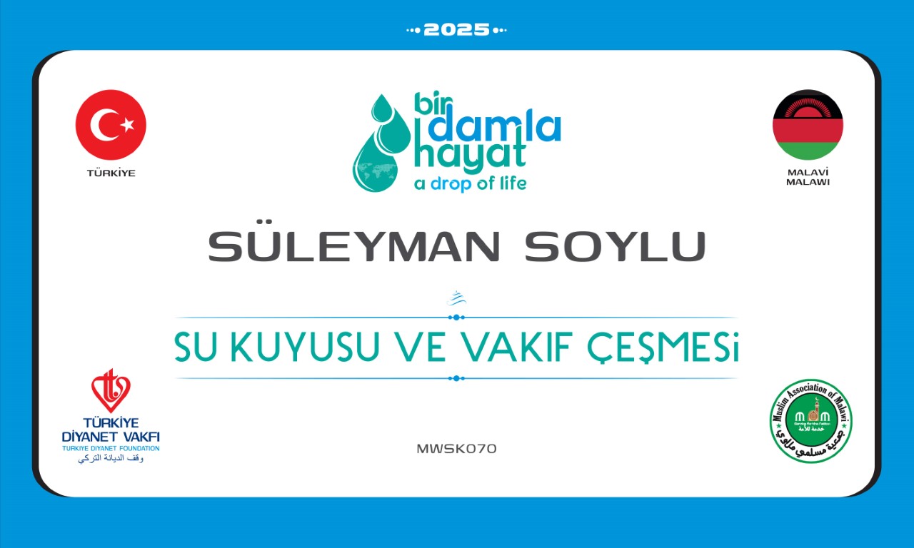 MWSK070 su kuyusu, Türkiye diyanet vakfı, su kuyusu açtırmak, su kuyusu tabela , bir damla hayat su kuyusu, su kuyusu bağışı, temiz su,